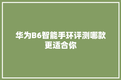 华为B6智能手环评测哪款更适合你