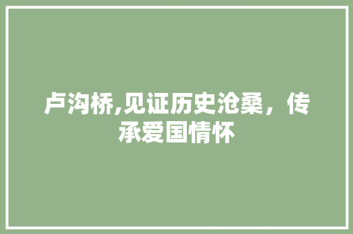 卢沟桥,见证历史沧桑，传承爱国情怀
