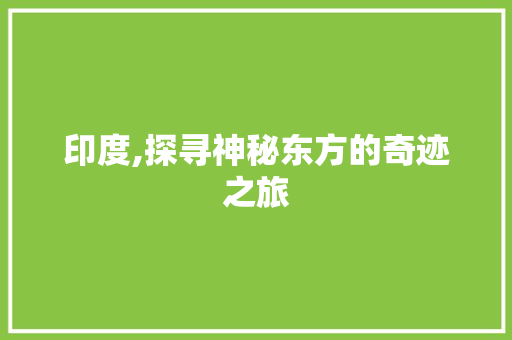 印度,探寻神秘东方的奇迹之旅