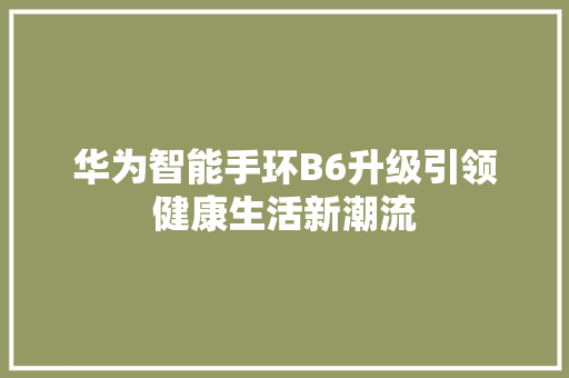 华为智能手环B6升级引领健康生活新潮流
