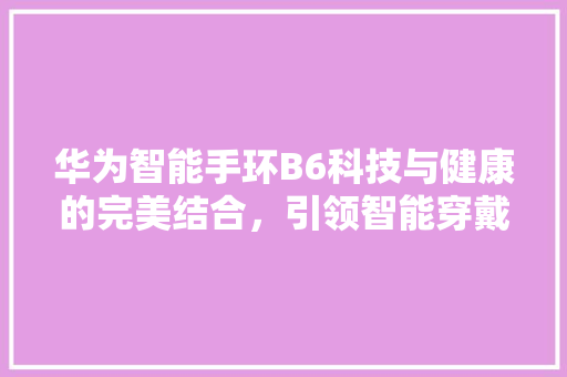 华为智能手环B6科技与健康的完美结合，引领智能穿戴新潮流