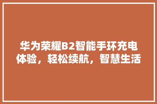 华为荣耀B2智能手环充电体验，轻松续航，智慧生活新伙伴