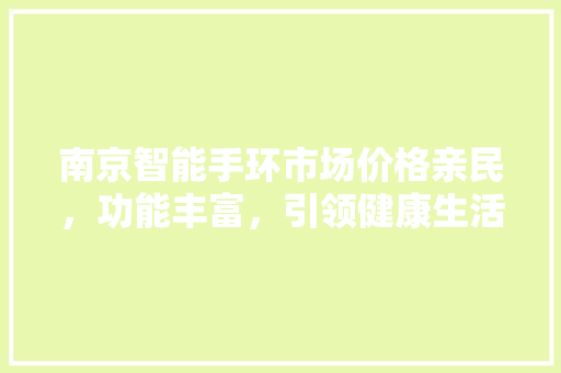 南京智能手环市场价格亲民，功能丰富，引领健康生活新风尚