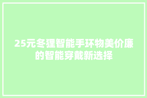 25元冬狸智能手环物美价廉的智能穿戴新选择