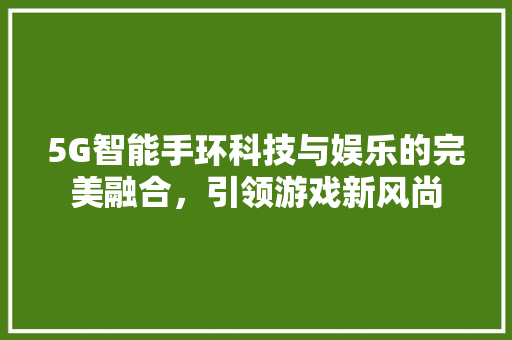 5G智能手环科技与娱乐的完美融合，引领游戏新风尚