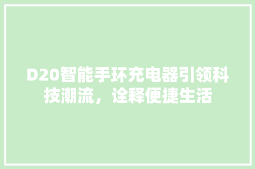 D20智能手环充电器引领科技潮流，诠释便捷生活  第1张