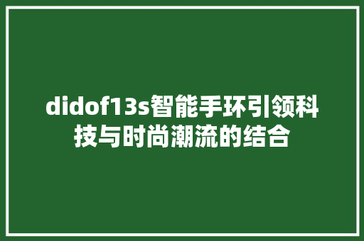 didof13s智能手环引领科技与时尚潮流的结合