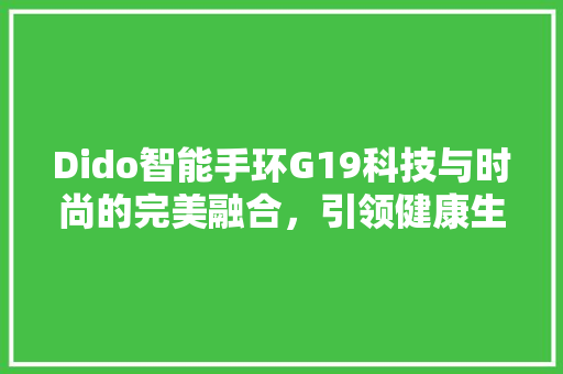 Dido智能手环G19科技与时尚的完美融合，引领健康生活新潮流