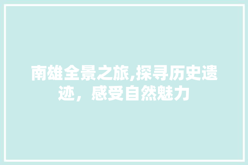 南雄全景之旅,探寻历史遗迹，感受自然魅力