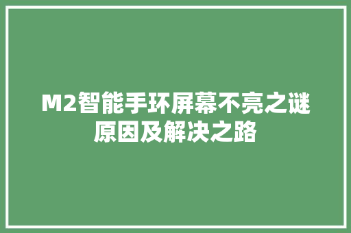 M2智能手环屏幕不亮之谜原因及解决之路