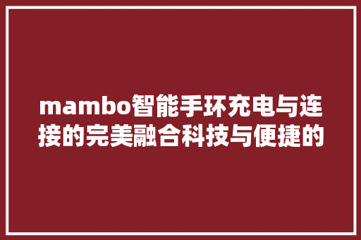 mambo智能手环充电与连接的完美融合科技与便捷的碰撞