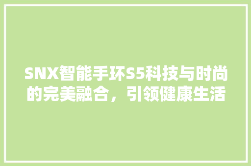 SNX智能手环S5科技与时尚的完美融合，引领健康生活新潮流  第1张