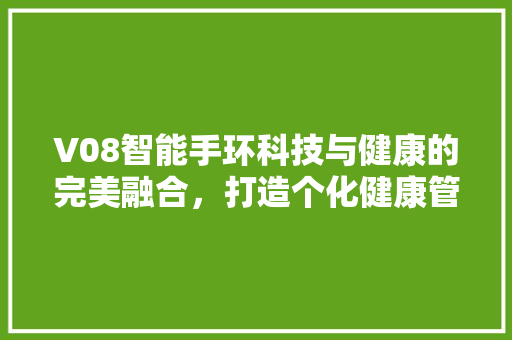 V08智能手环科技与健康的完美融合，打造个化健康管理新体验