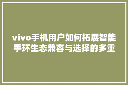 vivo手机用户如何拓展智能手环生态兼容与选择的多重考量
