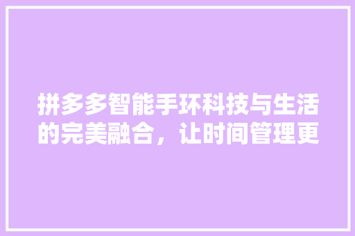拼多多智能手环科技与生活的完美融合，让时间管理更智能