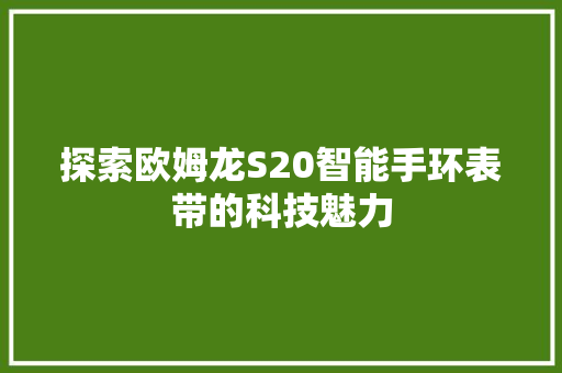 探索欧姆龙S20智能手环表带的科技魅力