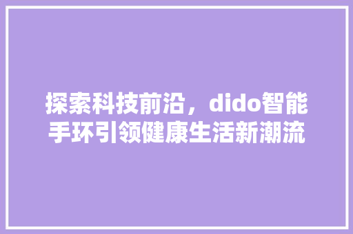探索科技前沿，dido智能手环引领健康生活新潮流