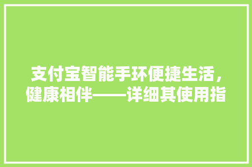 支付宝智能手环便捷生活，健康相伴——详细其使用指南及功能优势