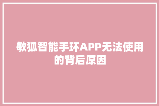 敏狐智能手环APP无法使用的背后原因