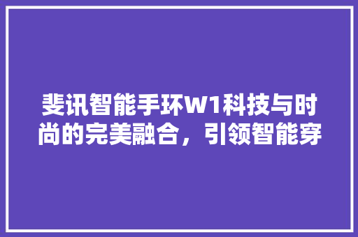 斐讯智能手环W1科技与时尚的完美融合，引领智能穿戴新潮流