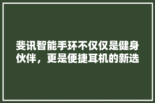 斐讯智能手环不仅仅是健身伙伴，更是便捷耳机的新选择