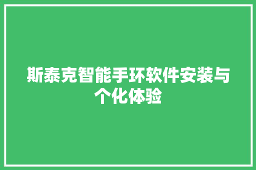 斯泰克智能手环软件安装与个化体验