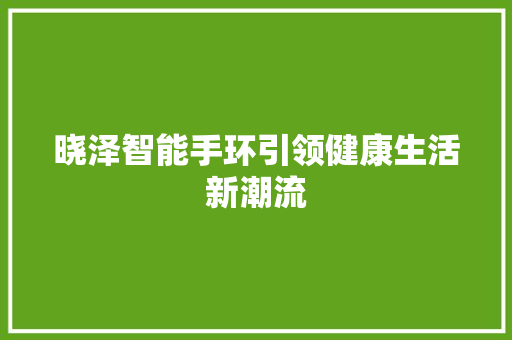 晓泽智能手环引领健康生活新潮流