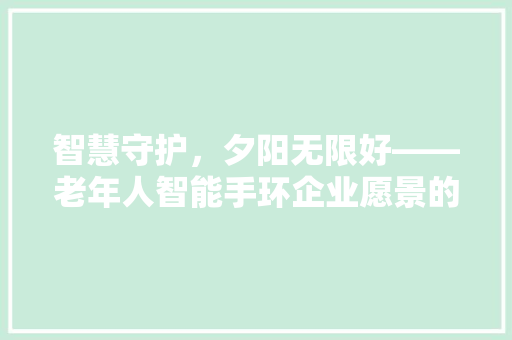 智慧守护，夕阳无限好——老年人智能手环企业愿景的展望