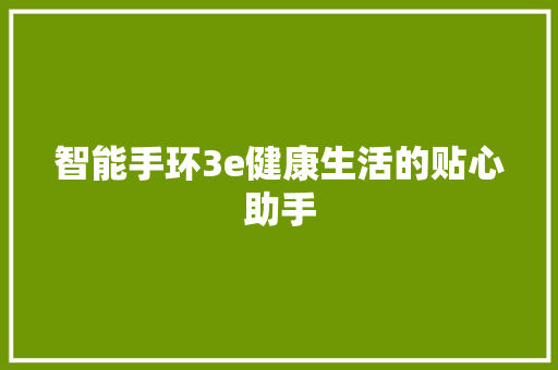 智能手环3e健康生活的贴心助手