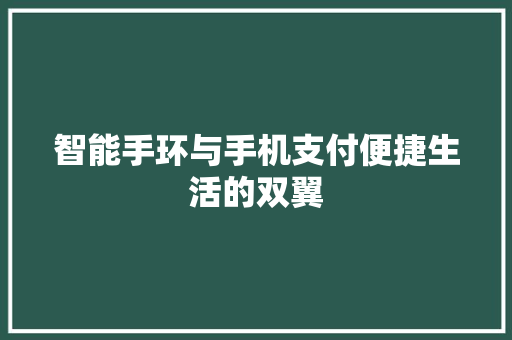 智能手环与手机支付便捷生活的双翼
