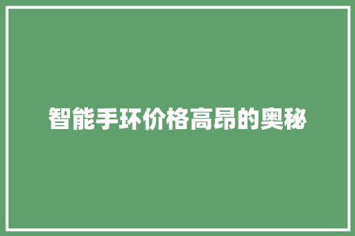 智能手环价格高昂的奥秘