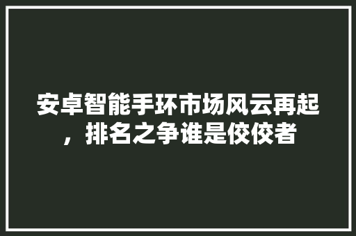 安卓智能手环市场风云再起，排名之争谁是佼佼者