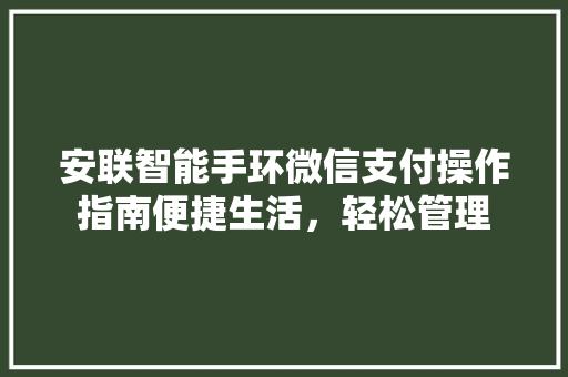 安联智能手环微信支付操作指南便捷生活，轻松管理
