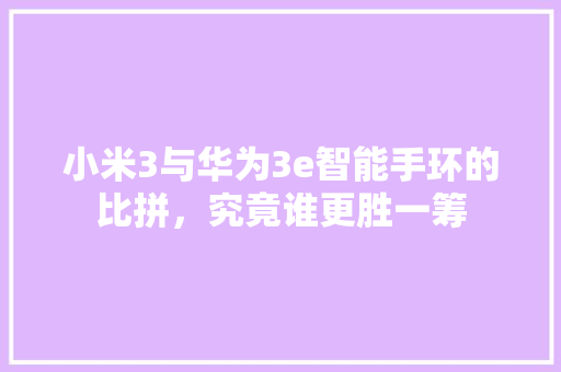 小米3与华为3e智能手环的比拼，究竟谁更胜一筹