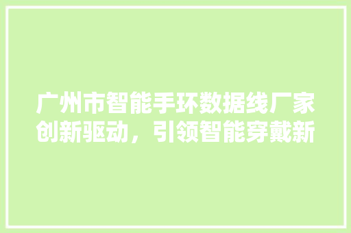 广州市智能手环数据线厂家创新驱动，引领智能穿戴新时代  第1张