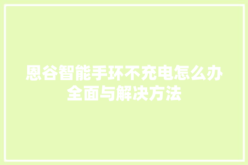 恩谷智能手环不充电怎么办全面与解决方法