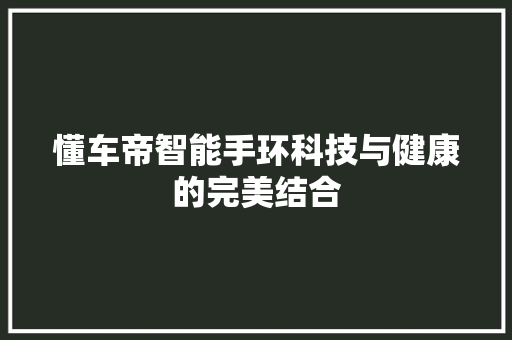 懂车帝智能手环科技与健康的完美结合