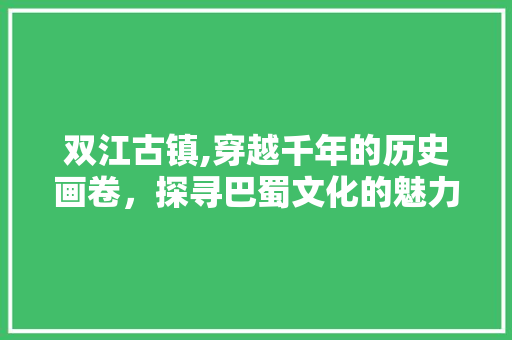 双江古镇,穿越千年的历史画卷，探寻巴蜀文化的魅力之源