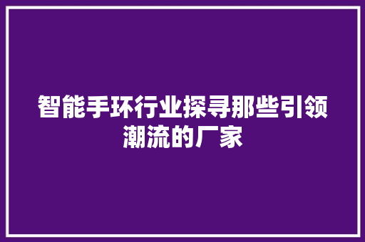 智能手环行业探寻那些引领潮流的厂家
