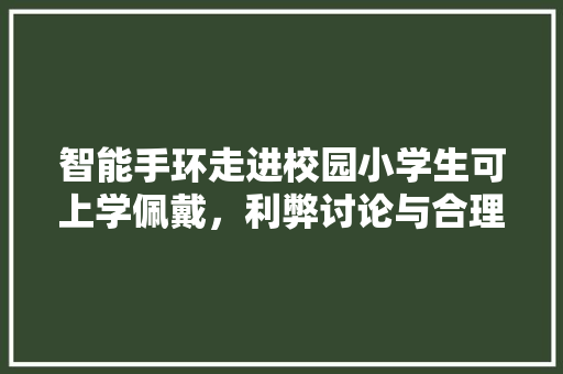 智能手环走进校园小学生可上学佩戴，利弊讨论与合理应用