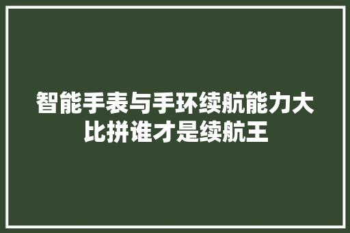 智能手表与手环续航能力大比拼谁才是续航王