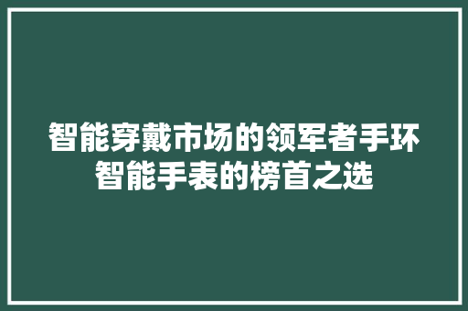 智能穿戴市场的领军者手环智能手表的榜首之选  第1张