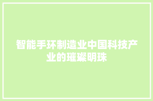 智能手环制造业中国科技产业的璀璨明珠