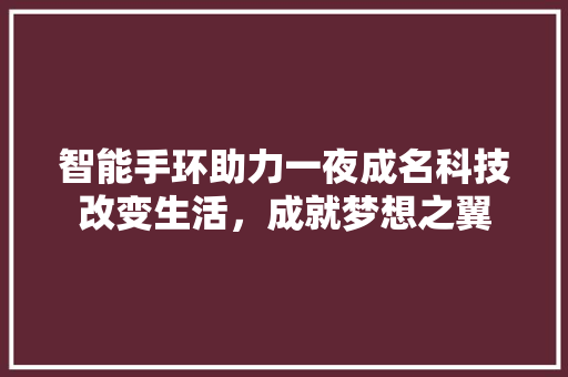 智能手环助力一夜成名科技改变生活，成就梦想之翼