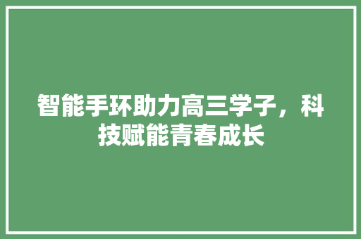智能手环助力高三学子，科技赋能青春成长  第1张