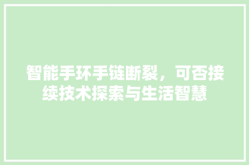 智能手环手链断裂，可否接续技术探索与生活智慧  第1张