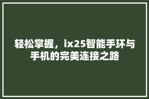 轻松掌握，ix25智能手环与手机的完美连接之路  第1张