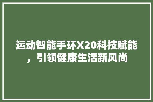 运动智能手环X20科技赋能，引领健康生活新风尚