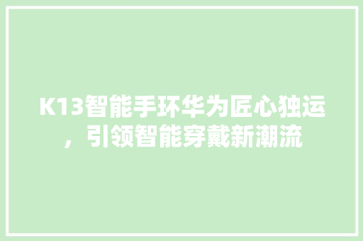 K13智能手环华为匠心独运，引领智能穿戴新潮流