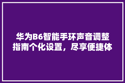 华为B6智能手环声音调整指南个化设置，尽享便捷体验